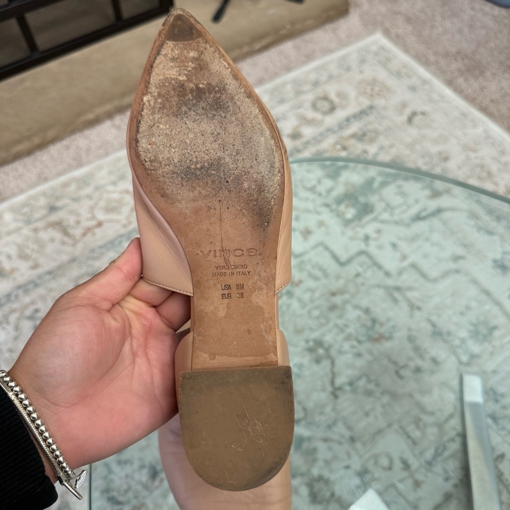 Vince Designer Tan Pinkish Made In Italy Darlington Flats Women’s Size 9 - Picture 12 of 14